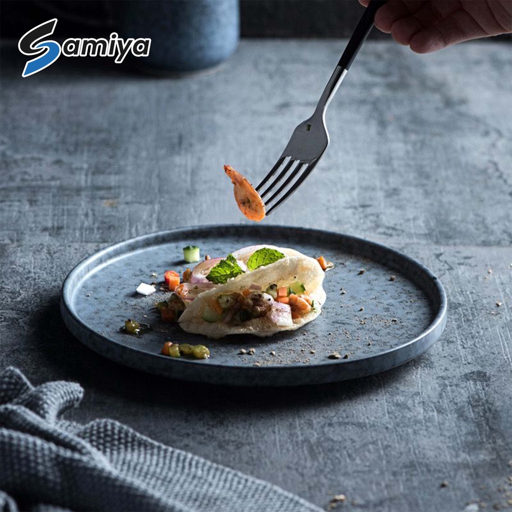 japanese ceramic art design dinner steak plate flat / piring keramik nordic creative ceramic dessert kitchen tableware hotel resto cafe reastaurant