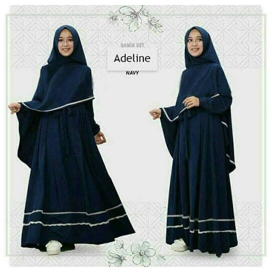 pakaian Gaun muslim ibu islami asd setelan st hijab muslim maxi Adeline NAVY / baju wanita dress unt