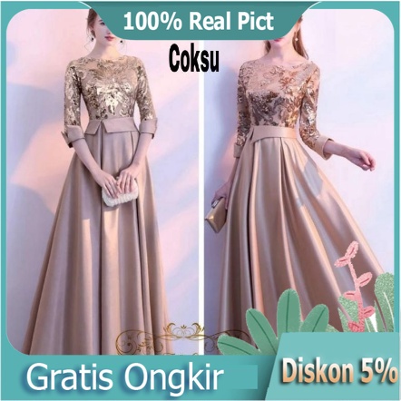 COD - BAJU DRESS PANJANG ELEGAN MODERN PESTA NATAL KOREA - Longdress Wanita Korea Remaja Dewasa Pest