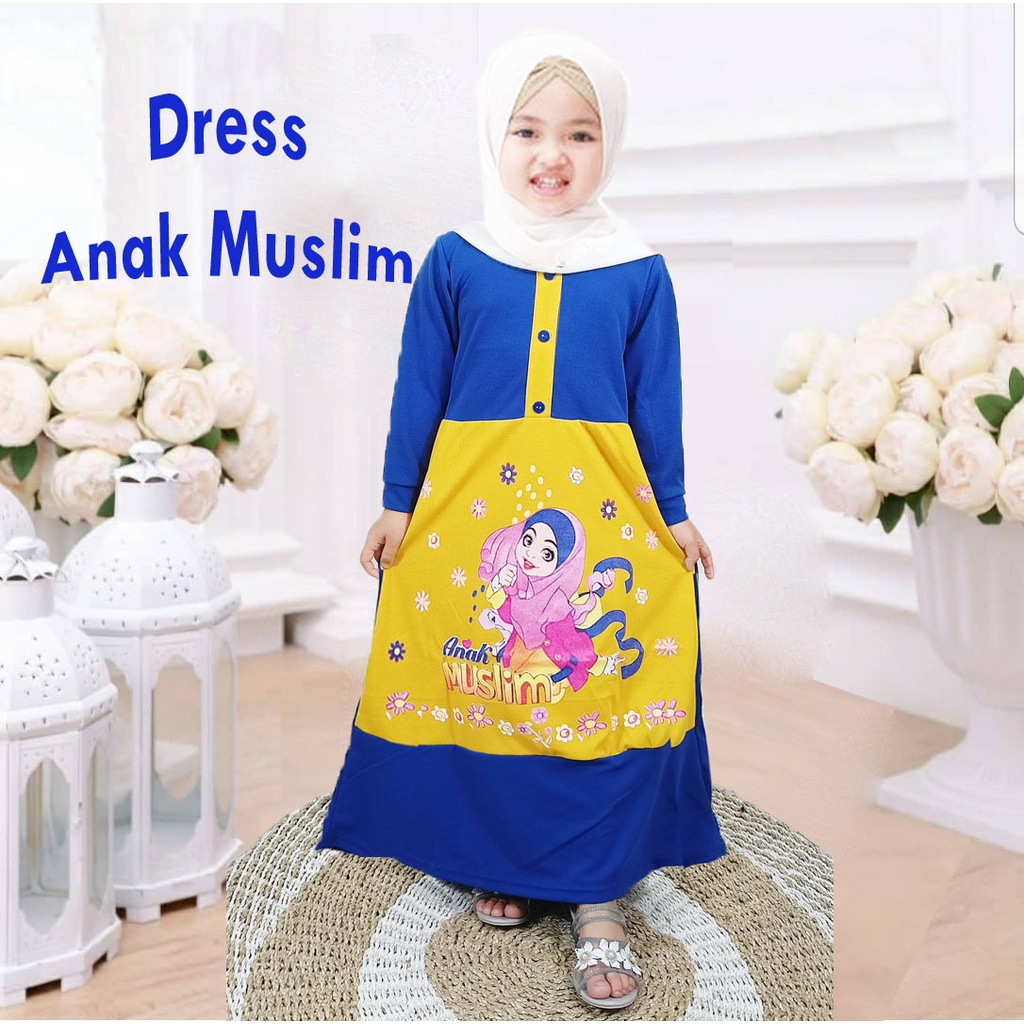 DRESS ANAK MUSLIM CANTIK SYARI SOLEHA GAMIS MURAH PEREMPUAN Usia 2-13 tahun CARLINA