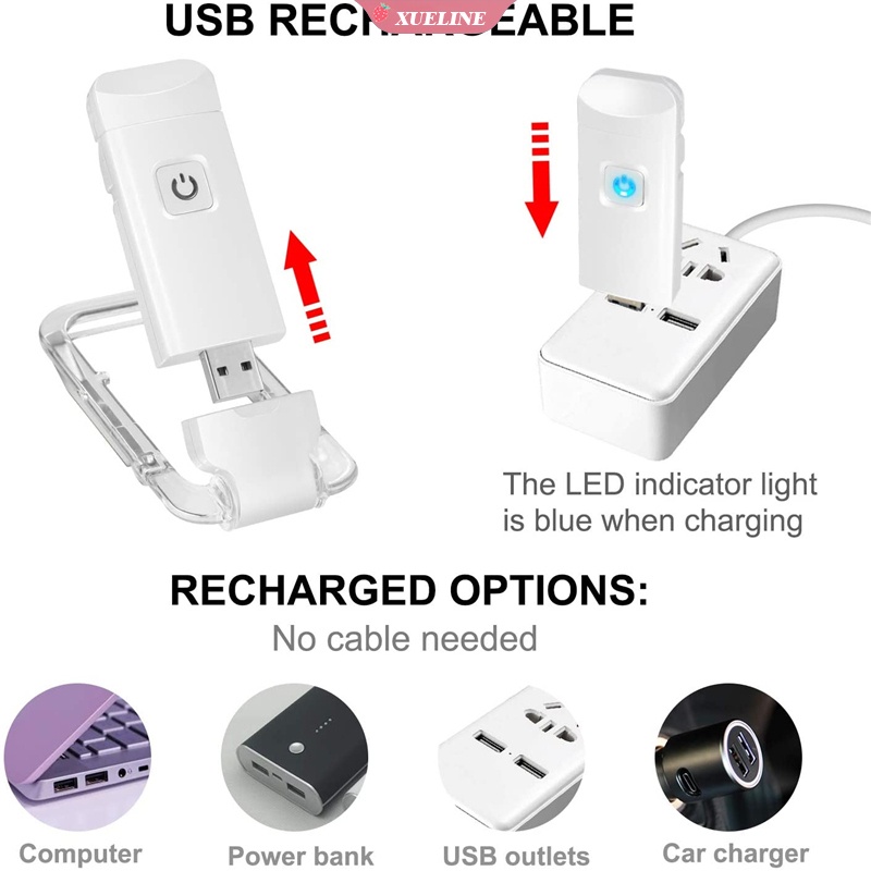 Lampu Baca LED USB Rechargeable Portable Dengan Klip Penjepit