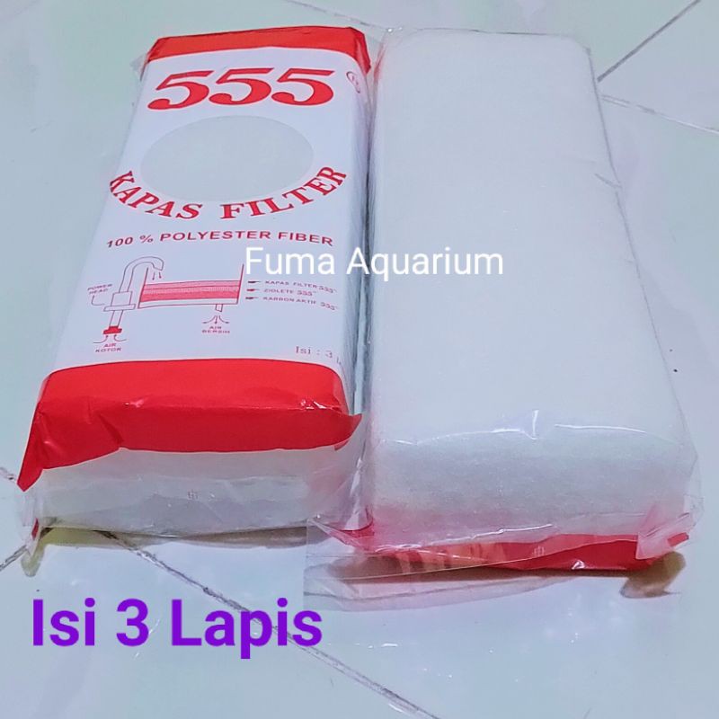 Kapas Filter 555 Busa Media Filter Penyaring Aquarium 3Lapis Tebal Dan Padat