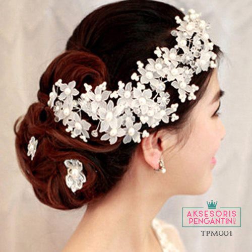 [BISA COD] CROWN WEDDING HEADPIECE HIJAB TIARA PENGANTIN WANITA PUTIH TPM001