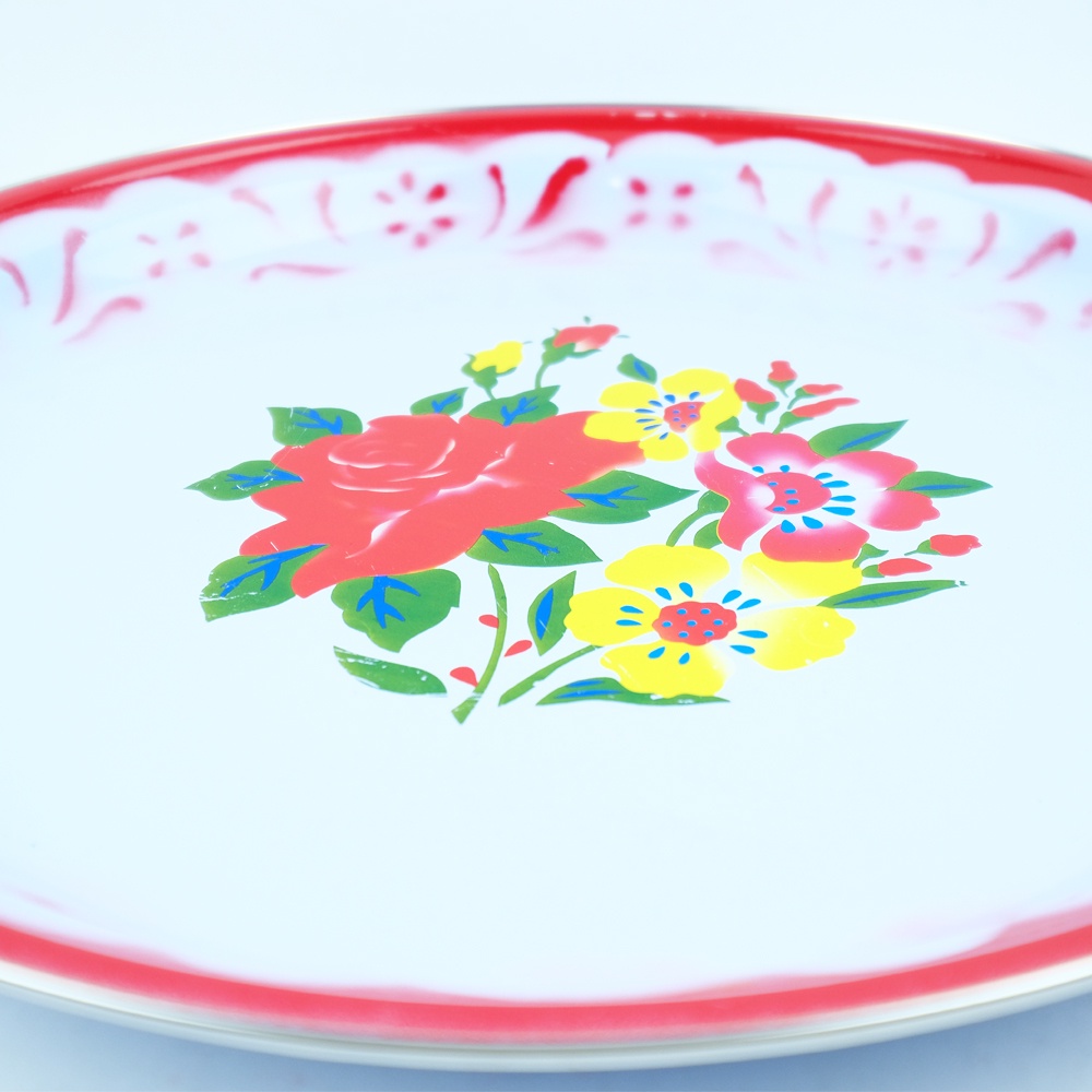 FM - Nampan Baki Enamel 40cm Motif Bunga