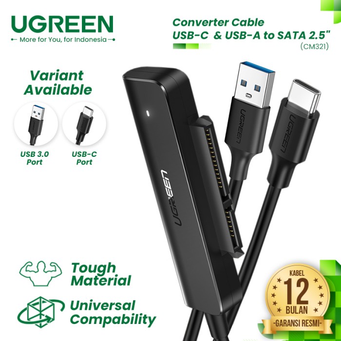 UGREEN Converter HDD SSD SATA 2.5&quot; to USB-A/USB-C Adapter - CM321