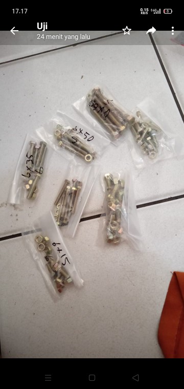 Baut Mur Kuning M5 X 35(3,5cm) Kunci 8 Per Pcs