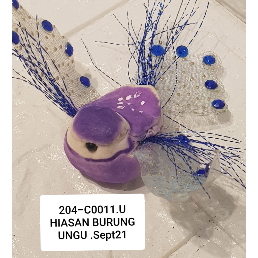 204-C0011.U HIASAN BURUNG UNGU .Sept21 PUSAT PROMO PERLENGKAPAN ACC NATAL MURAH LENGKAP , BUNGA BAGU