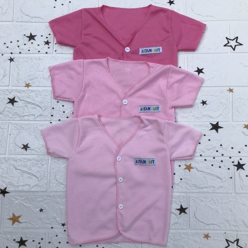 3 PCS Baju Bayi Lengan Pendek Pink Baju Bayi Baru Lahir Baju Newborn DNW Baby