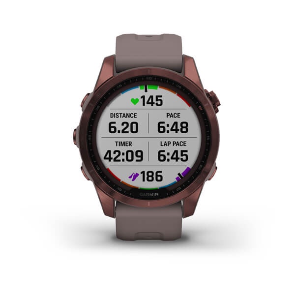 Garmin Fenix 7S Sapphire Solar Dark Bronze Titanium with Shale Gray Band - Garansi resmi TAM 2 Tahun