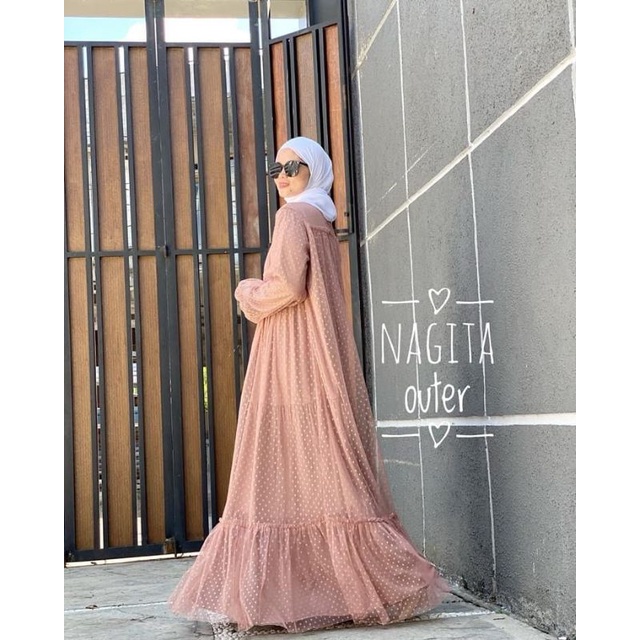 OUTER WANITA//OUTER PANJANG//OUTER JUMBO//OUTER POLOS//DRESS MUSLIM//FASHION MUSLIM//DRESS TILE DOT