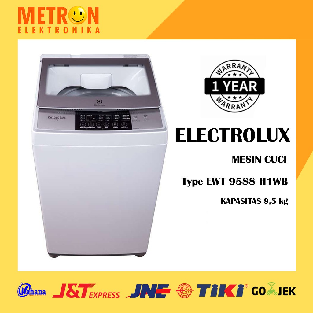 ELECTROLUX EWT 9588 H1WB MESIN CUCI TOP LOADING 9.5 KG / EWT9588H1WB