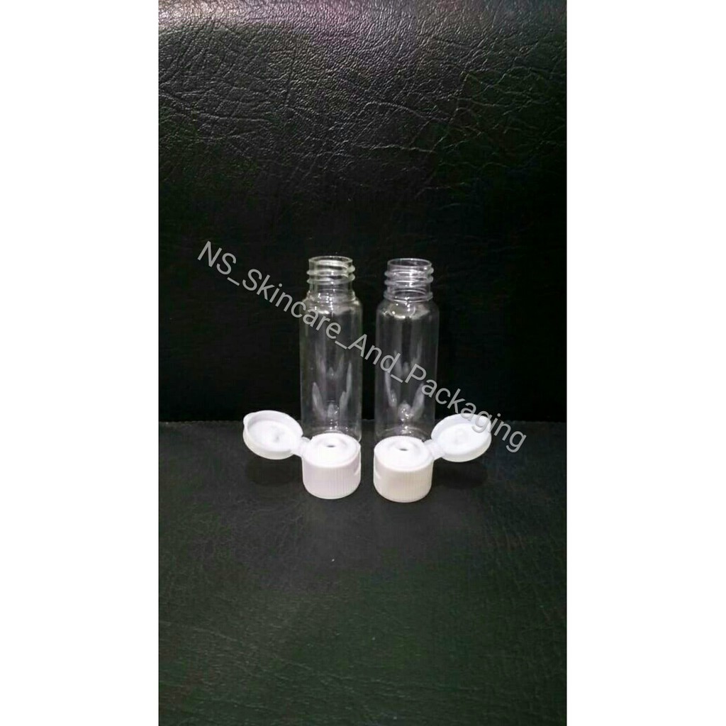 Botol fliptop 20 ml / Botol PET 20 ml Natural Tutup Fliptop ( Putih)