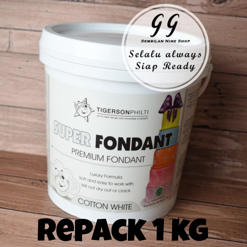 

SUPER FONDANT Cotton WHITE 1 KG Tigerson Philti Premium FONDAN PUTIH