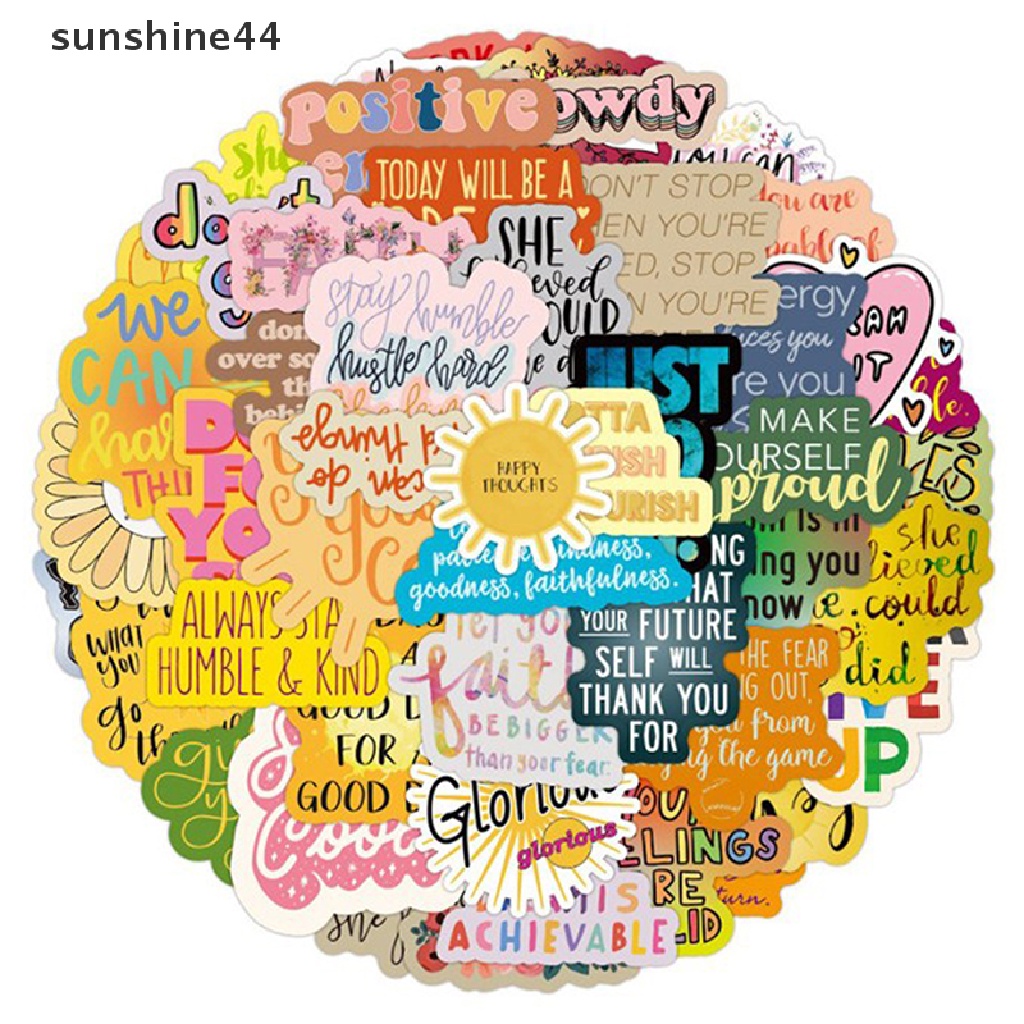 Sunshine 100pcs Stiker Tulisan Motivasi Kehidupan Firases DIY Untuk Laptop / Belajar