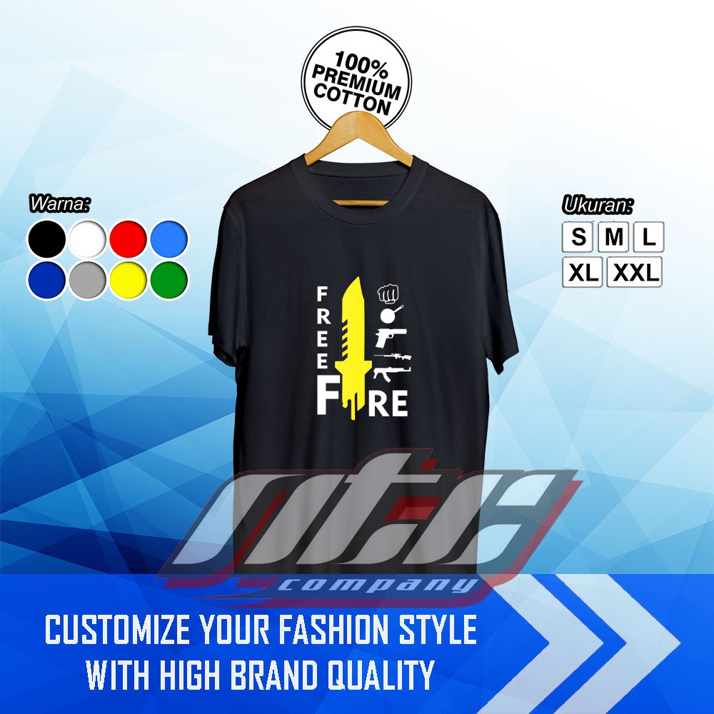 T-Shirt Kaos Baju Game Free Fire Item and Weapons Kaos Game Terbaru - NTC Company premium