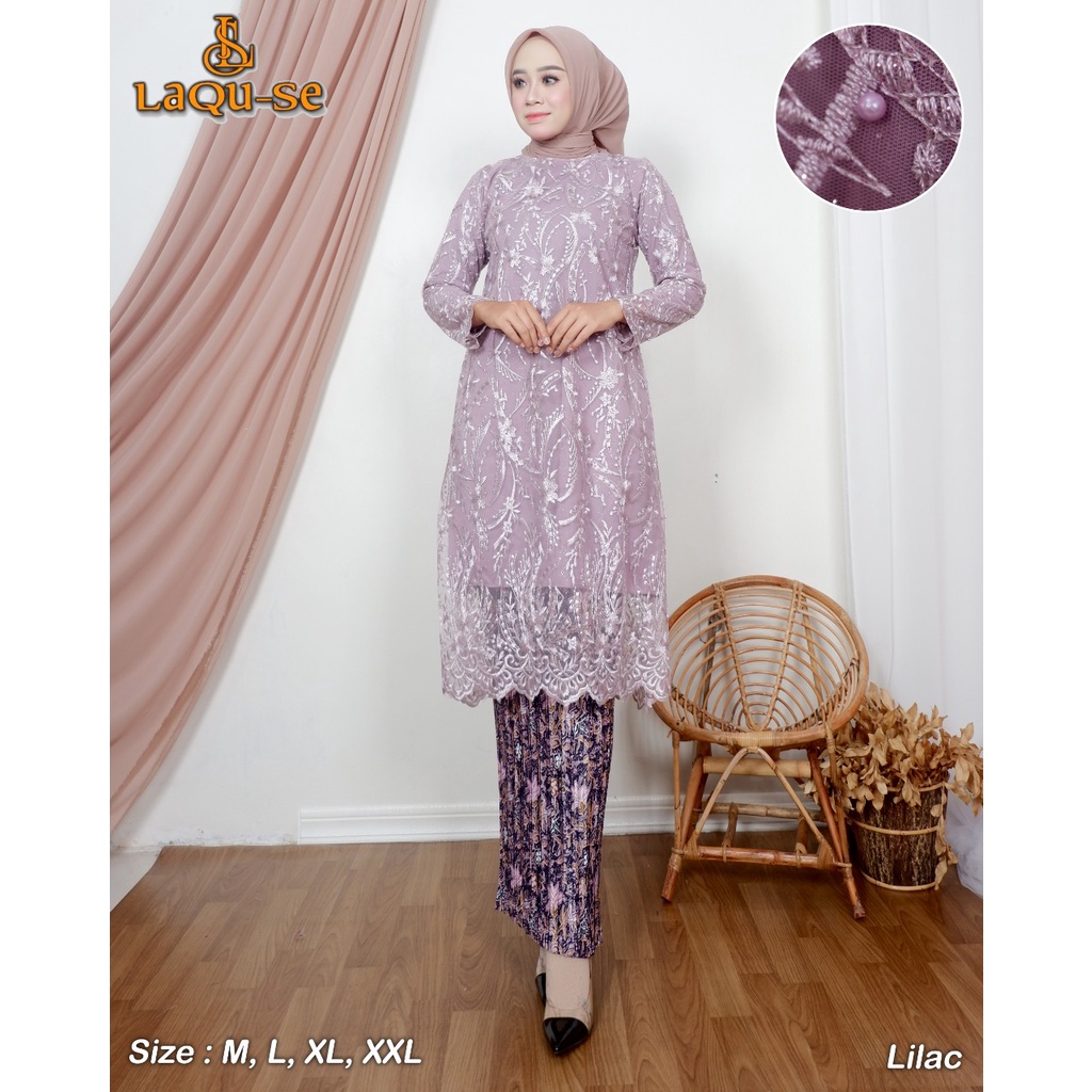 Setelan Kebaya Tunik Tulle Import Modern Outfit Kondangan Wanita Terbaru Dress Brukat By Laquse_kebaya2