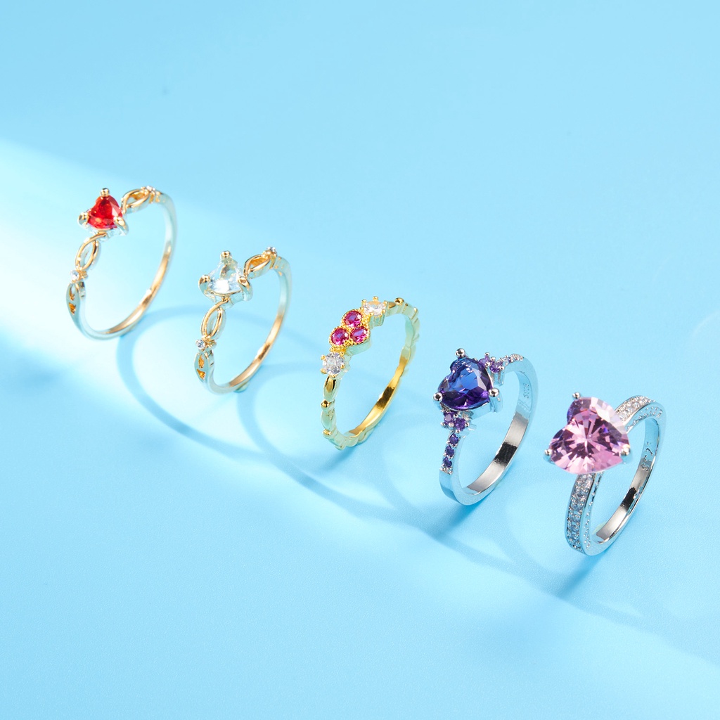 Cincin Berlian Imitasi Bahan 925 silver Gaya Korea Untuk Wanita