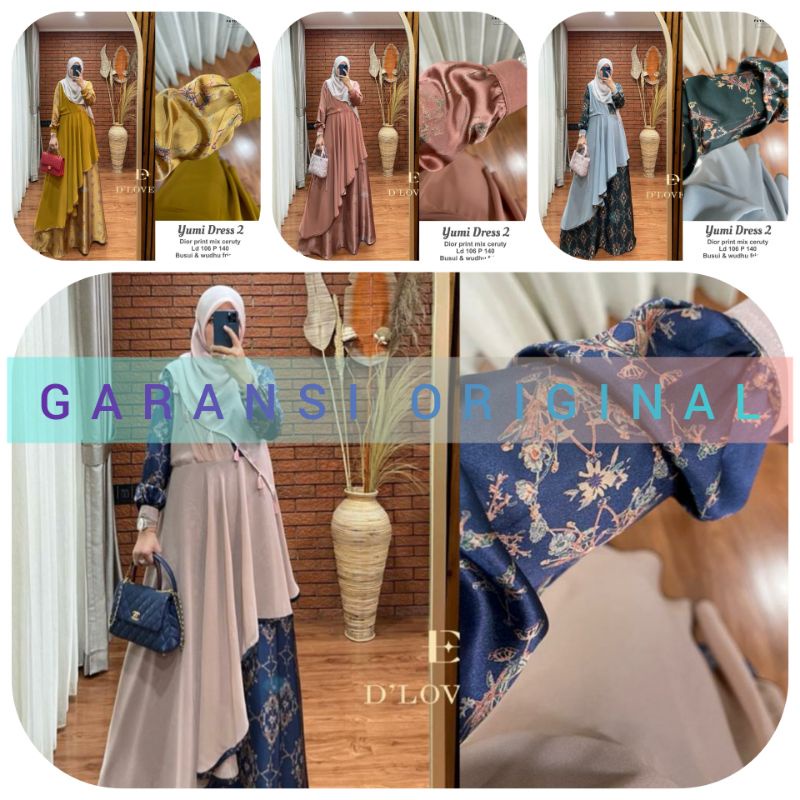 YUMI DRESS BY D'LOVERA || GAMIS SYARI BUSUI MOTIF ||LIMITED|| COD GRATIS ONGKIR