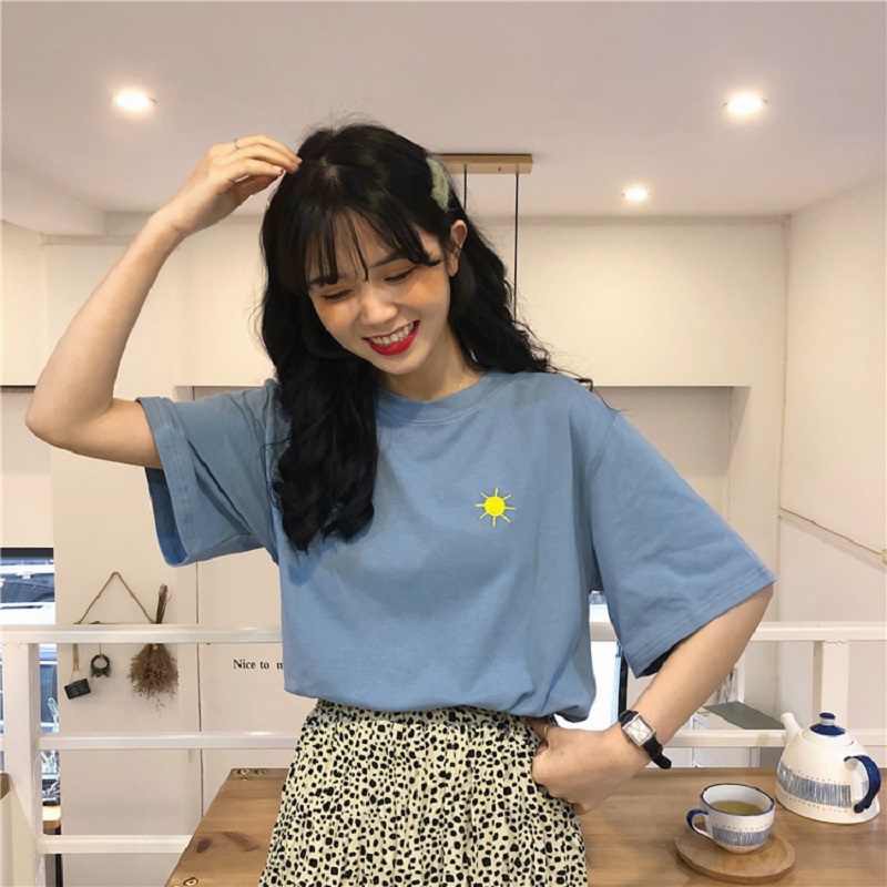 KOR-50 kaos import korea jepang bordir weather cute atasan wanita