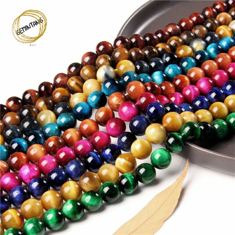 Batu Alam Tiger Eye Beads Bahan Gelang Batu Tiger Eye Manik Manik Craft Manik Batu Mata Harimau