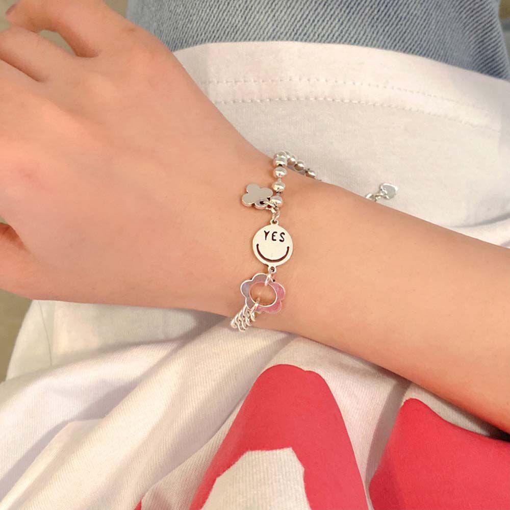 [Elegan] Smiley Gelang Kepribadian Trendi Untuk Perhiasan Fashion Wanita Bohemian Rantai Berlubang Minimalis Gelang Gaya Korea