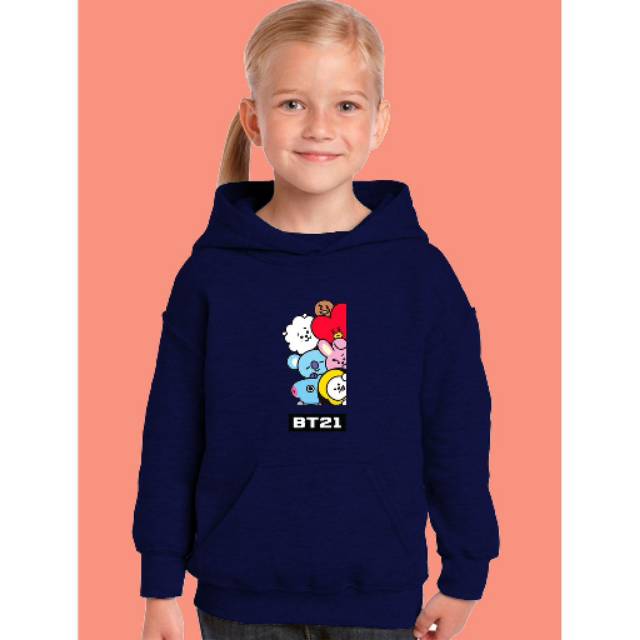jaket Sweater hoodie anak BT21 jaket KPOP BTS anak anak cewek