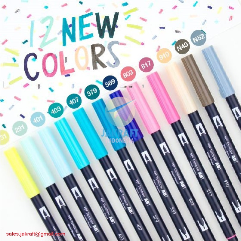 

(1 Pcs) Spidol Kuas TOMBOW ABT Dual Brush Pen Water Based Marker (12 New Color Collection)
