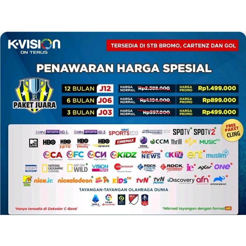 Paket Juara K vision 3, 6, 12 bulan Juara