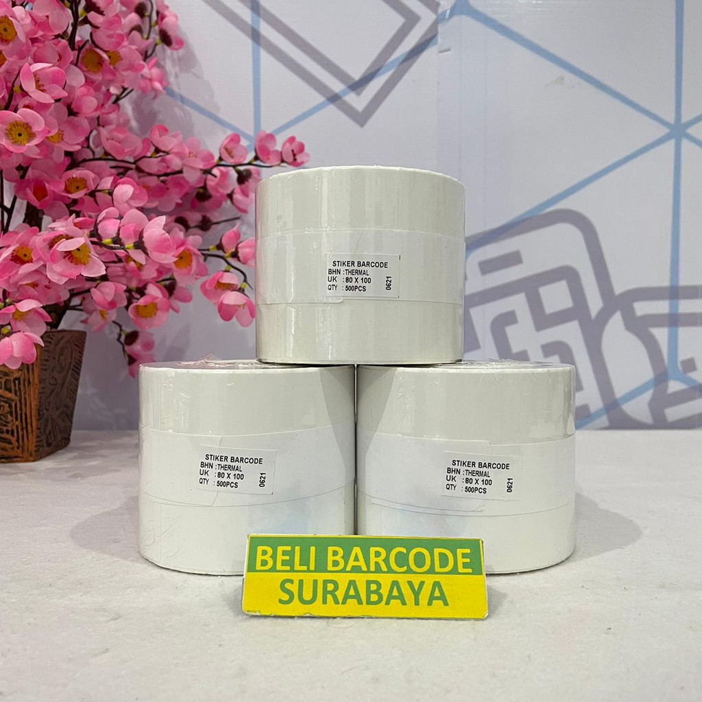 STIKER LABEL BARCODE THERMAL UK. 80mm X 100MM / 80X100 UNTUK CETAK RESI