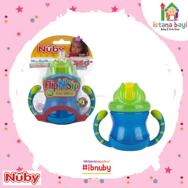 Nuby Grip Flip N Sip Straw - Botol Minum Anak