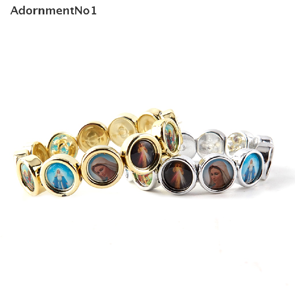 (AdornmentNo1) Gelang Tangan Rosario Katolik Motif Tulisan Icon JESUS SAINTS Maria Angel Ukuran 15mm