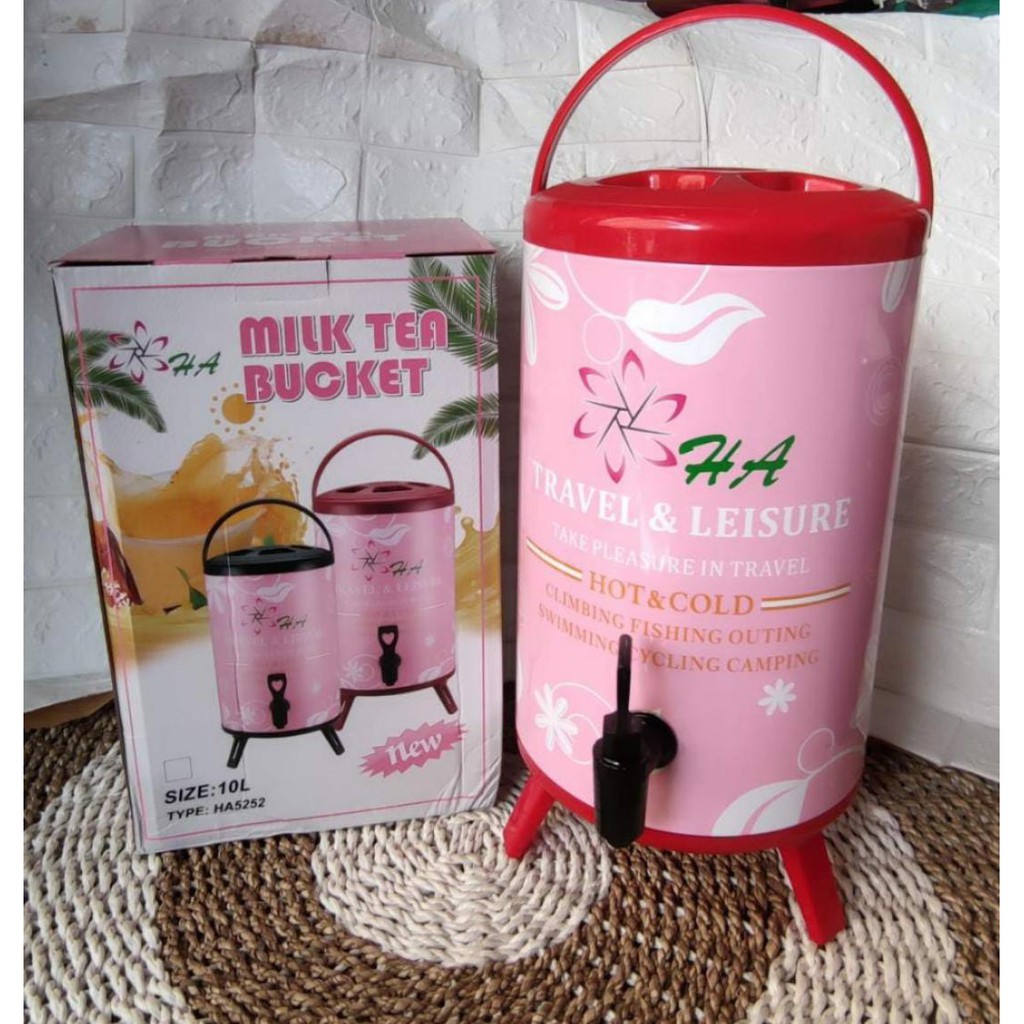 Milk Tea Bucket Uk. 8 Liter & 10 Liter / Dispenser Minuman Serbaguna Motif Bunga