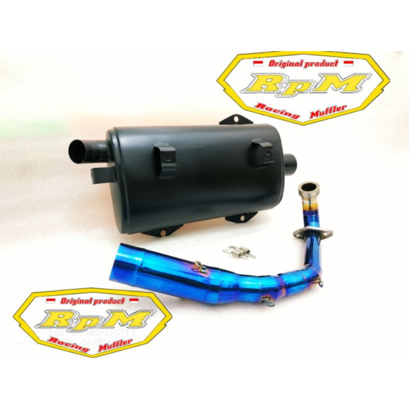 Knalpot Standar Racing Yamaha XMAX 250 Hitam Blue - Knalpot XMAX