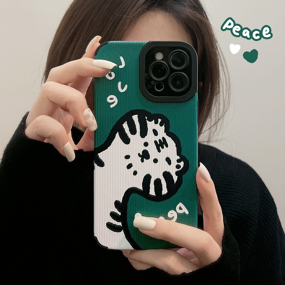 Case Bahan Kulit Motif Kartun Harimau Untuk Iphone 7 8 PLUS X XR XS 11 12 13 14 Mini PRO MAX SE 2020