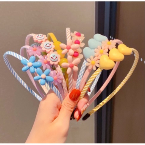 Bando Anak Perempuan Flower Love Smile Aksesories Rambut Import