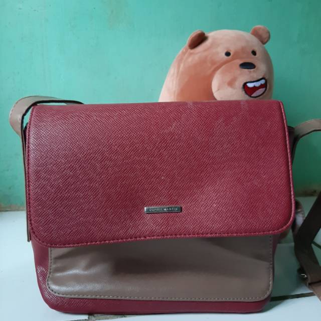 Preloved tas slingbag Sophie Paris merah coklat