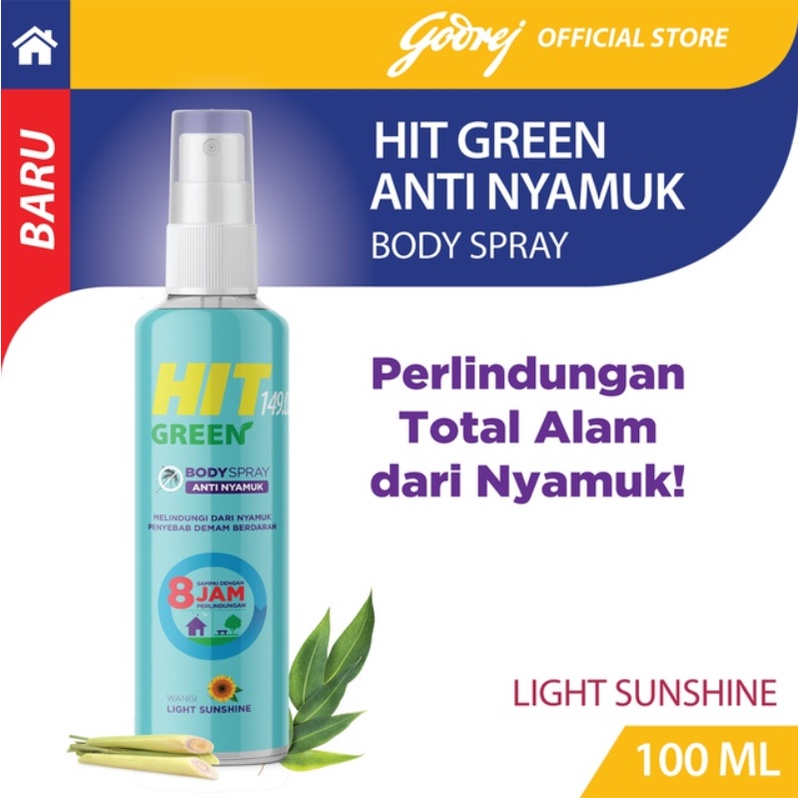 HIT Green Body Spray Anti Nyamuk Light Sunshine 100 ML