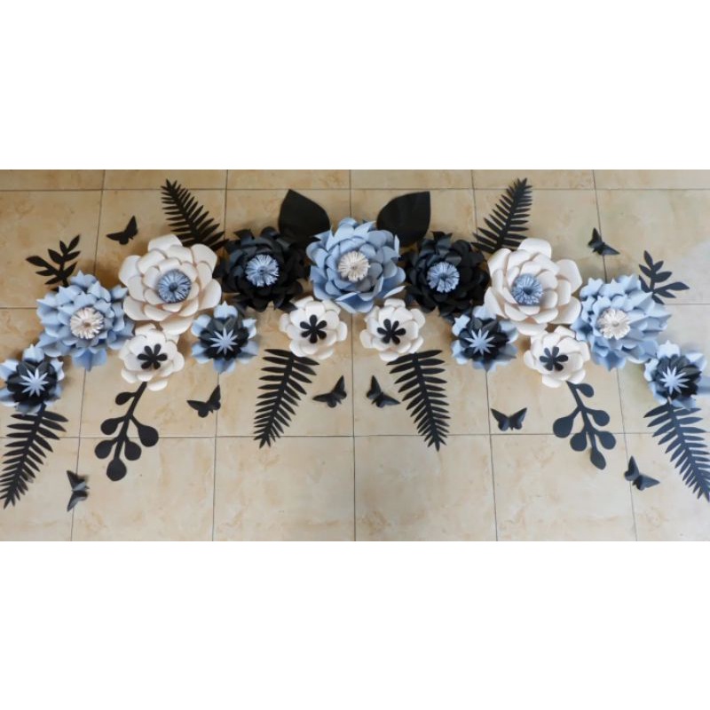 paperflower ready dekorasi tunangan backdrop bunga kertas hiasan engagement wedding anniversary aqiq