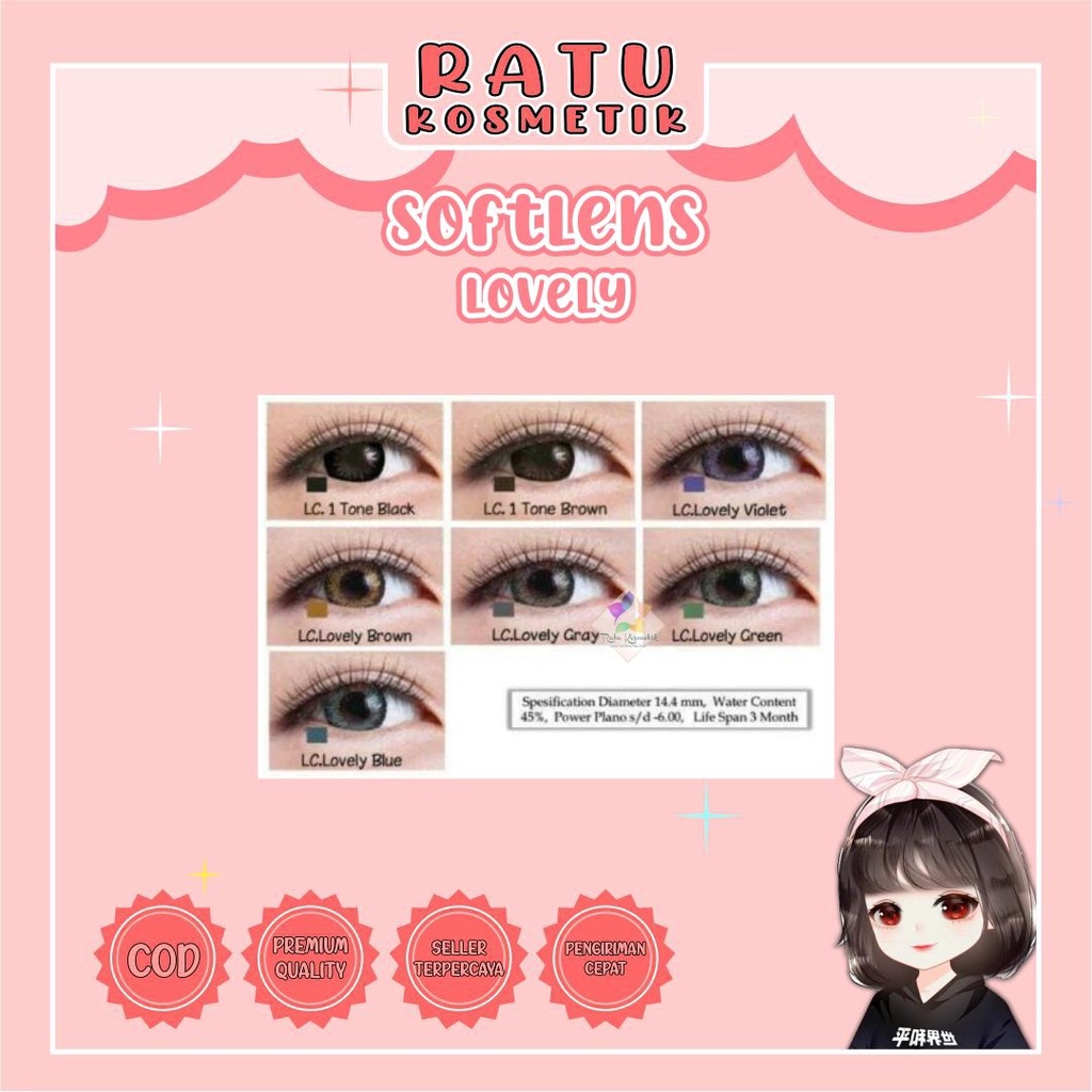 ❤ RATU ❤ Softlens Lc Lovely Normal | Soflens Living Color Lovely Big Eyes Dia 14.4mm