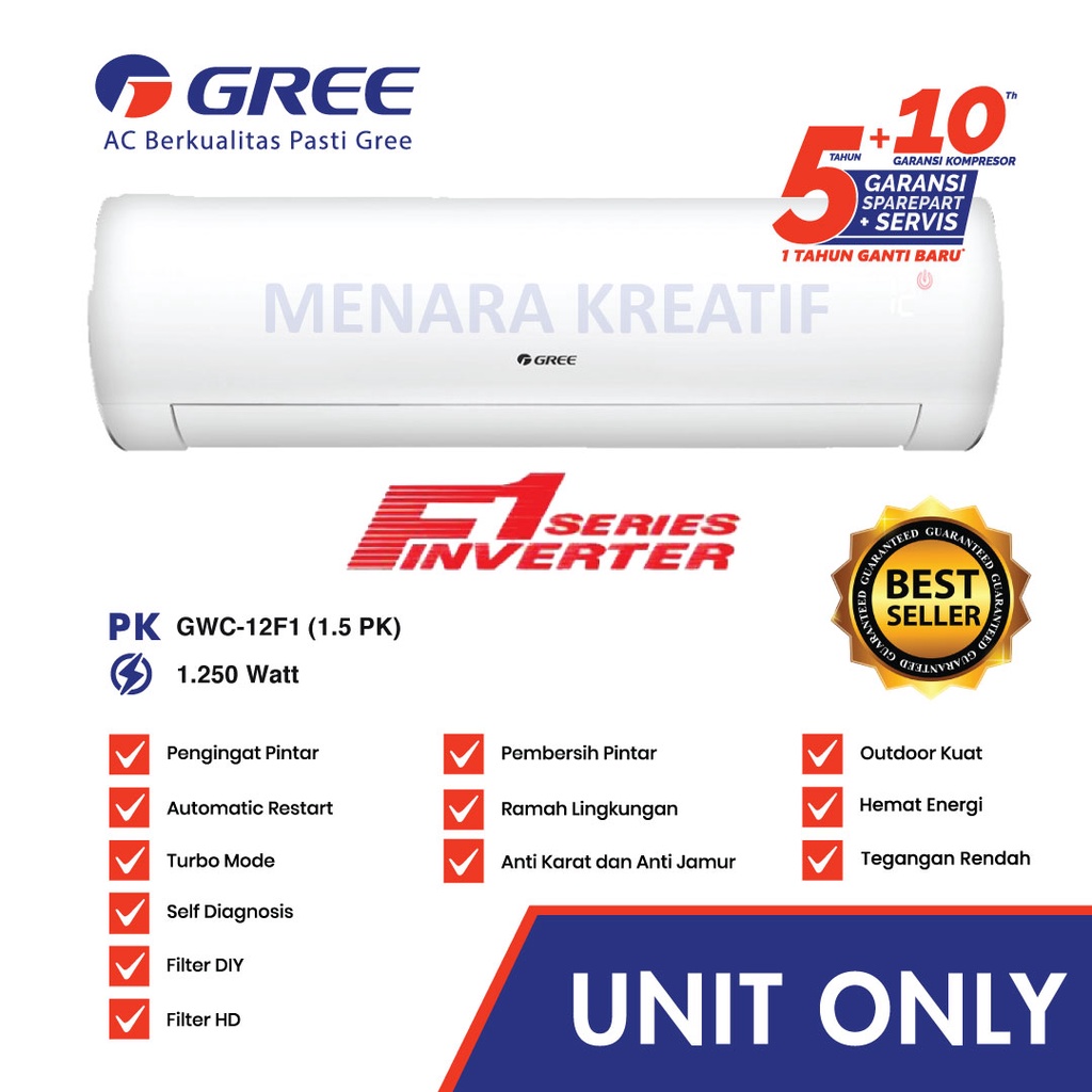 AC Gree GWC-12F1 Low Watt AC Split 1.5 PK