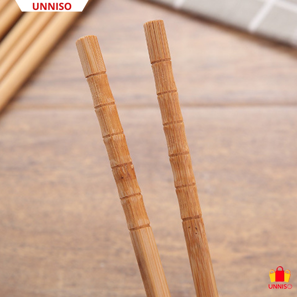 UNNISO - Sumpit Kayu Bamboo Tradisional  1 Set Isi 10 Pasang