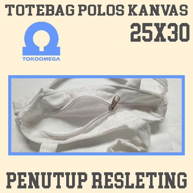 tokoomega Tote Bag Polos Kanvas Putih Premium 25x30