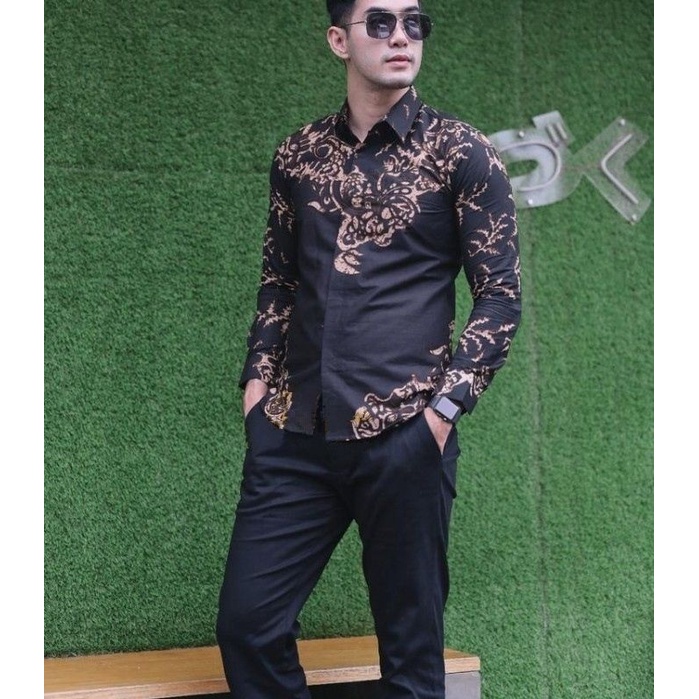 Kemeja Batik Pria Lengan Panjang Slim Fit Ful Furing Original Batik Solo Modern Premium Hem Atasan C