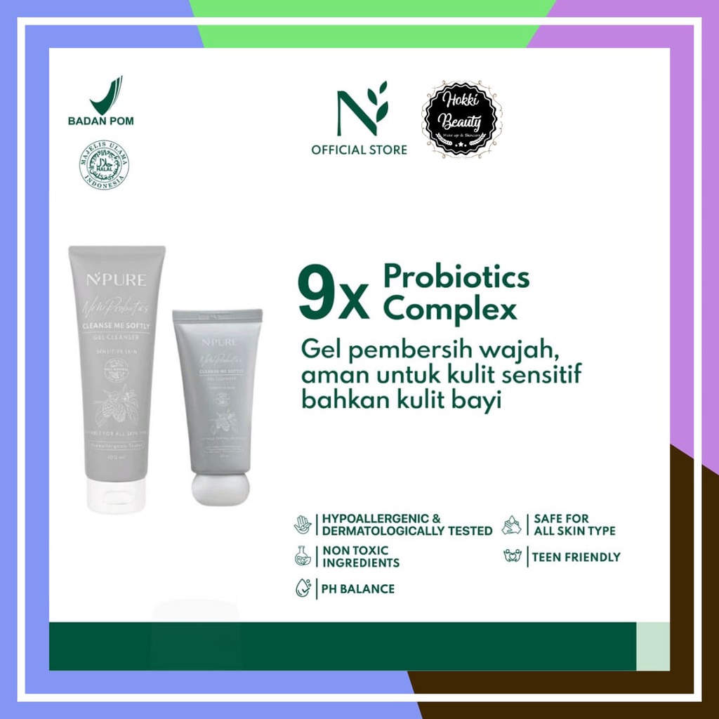 NPURE NONI PROBIOTICS &quot;CLEANSE ME SOFTLY&quot; GEL CLEANSER 100ML -  50ML