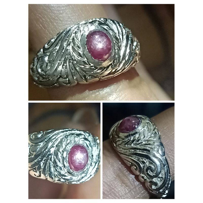 natural Ruby star ring ukir Bali
