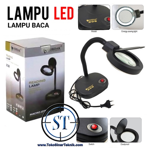 Lampu Baca LED Lampu Meja Kaca Pembesar-208 Reading Lamp Magnifier LED Desk Light