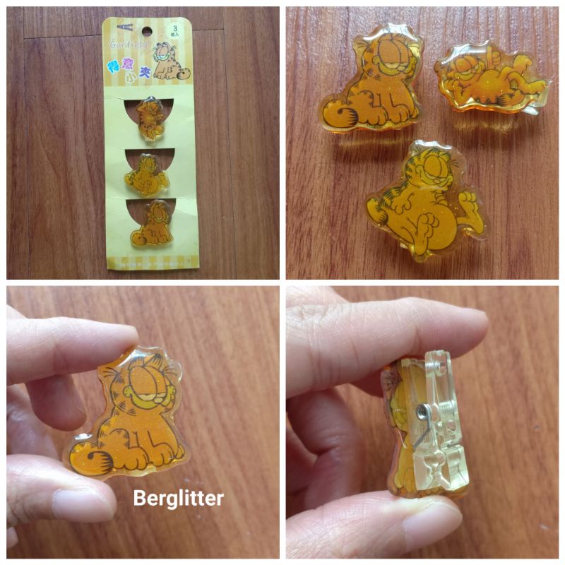 

Jepitan Klip Kertas Lucu Garfield Glitter Transparant 1set isi 3pcs