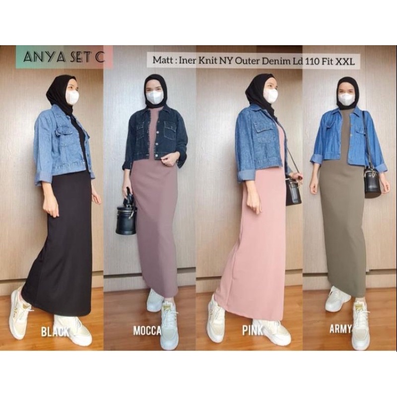 ANYA SET //SET ROK OUTER KNIT //ONESET DENIM