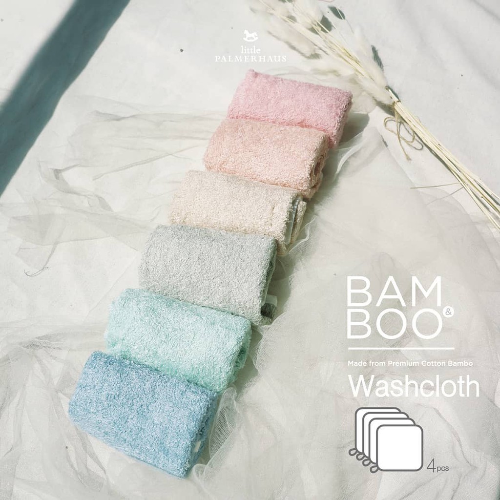 Little Palmerhaus - Bam &amp; boo bamboo washcloth (SAPUTANGAN BAYI) color mix 4 pcs/pack - 019091