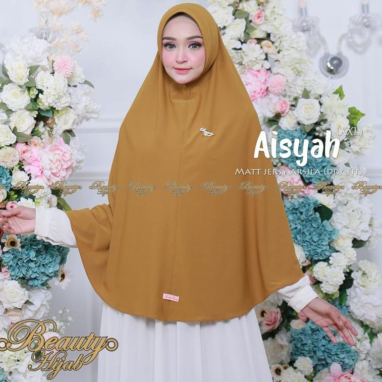 (Ori Beauty) AISYAH XXL GOLD SERIES jilbab instan syari jersey arsilakerudung instan pet jumbo –STP.